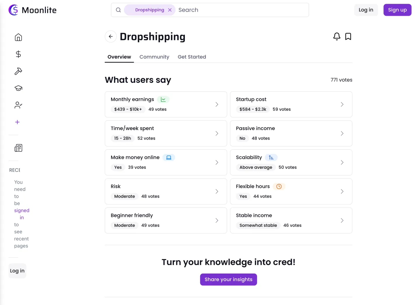 Income Opportunities Discovery Platform — desktop
